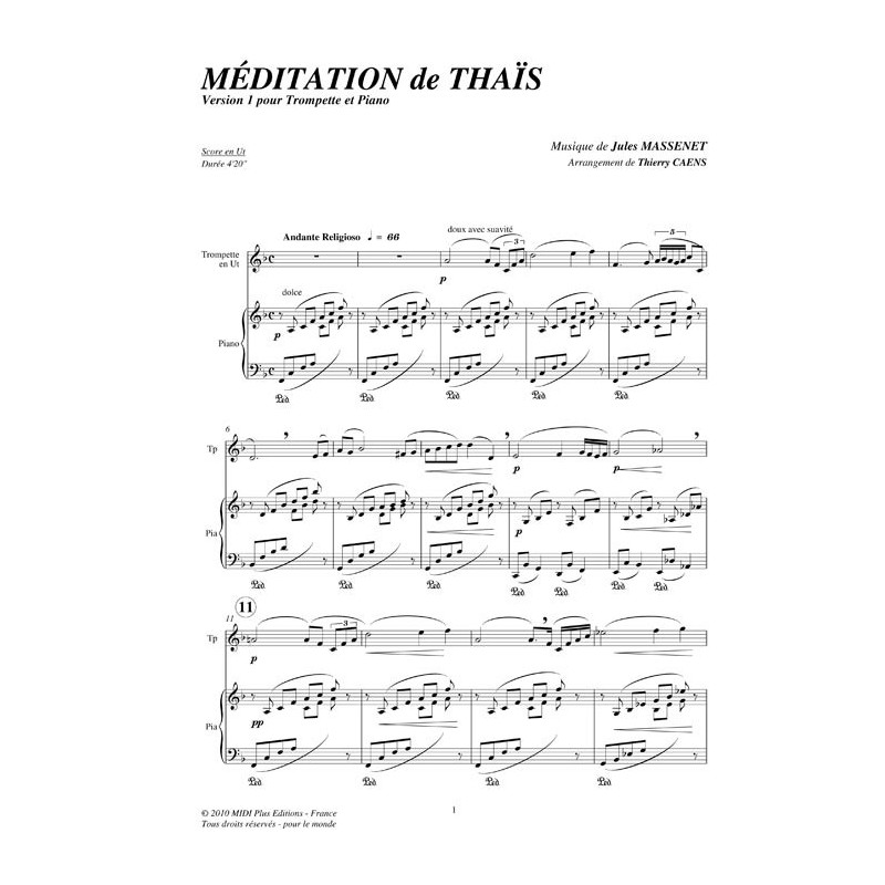 Meditation de Thais - MASSENET Jules