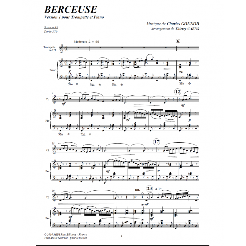 Berceuse for Trumpet and Piano